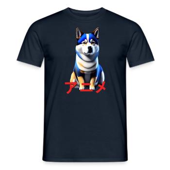 Shiba, Inu ,Art Anime Manga , Robot Dog - T-shirt homme - marine - Devant - AI Model Male 178 light (178cm)