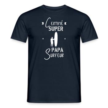 Super papa surfeur - T-shirt homme - marine - Devant - AI Model Male 178 light (178cm)