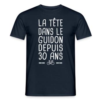 30 ans vélo tête dans le guidon anniversaire 30 - T-shirt homme - marine - Devant - AI Model Male 178 light (178cm)