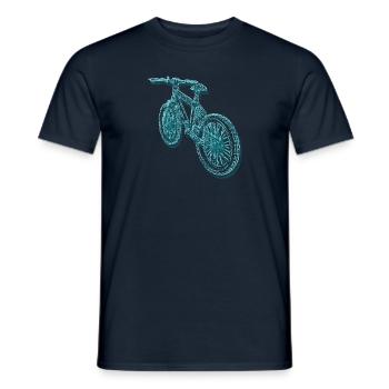 VTT, vélo, vélo, lignes, bleu - T-shirt homme - marine - Devant - AI Model Male 178 light (178cm)