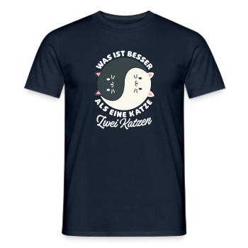 Was ist besser als eine Katze zwei Katzen Kätzchen - Männer T-Shirt - Navy - Vorne - AI Model Male 178 light (178cm)