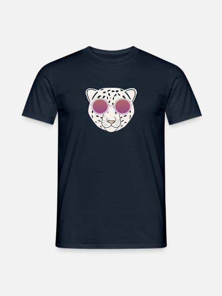 Leopardenkopf mit rosa Lünette - Männer T-Shirt - Navy