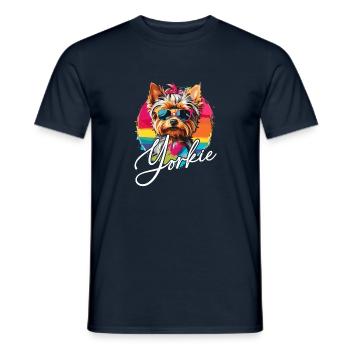 Cute Yorkshire Terrier Yorkie on the Color Wheel - Men's T-Shirt - navy - Front - AI Model Male 178 light (178cm)