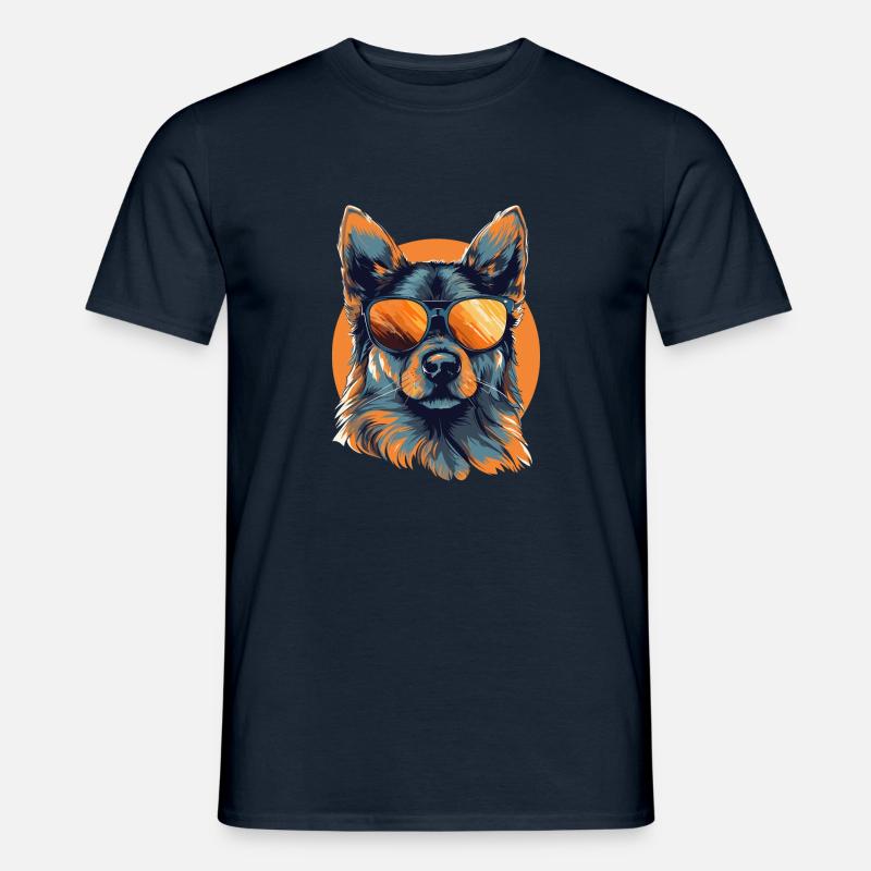 Wolf mit Sonnenbrille - Männer T-Shirt - Navy
