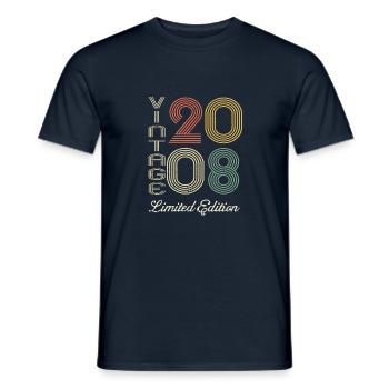 2008 Anniversaire Né en 2008 vintage Rétro. Editio - T-shirt homme - marine - Devant - AI Model Male 178 light (178cm)