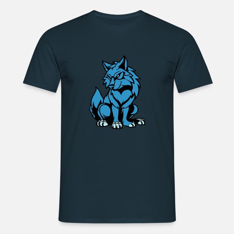 wolf comic tier - Männer T-Shirt - Navy