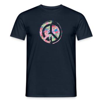 blumen,peace,floral,bunt,friede - Männer T-Shirt - Navy - Vorne - AI Model Male 178 light (178cm)