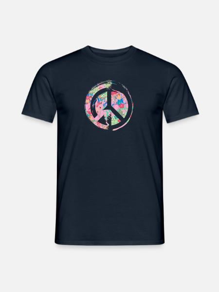 blumen,peace,floral,bunt,friede - Männer T-Shirt - Navy