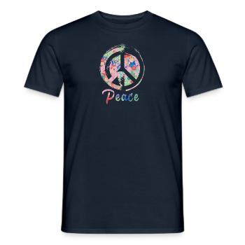 peace, pink,friede,graffiti,blau,bunt,schrift - Männer T-Shirt - Navy - Vorne - AI Model Male 178 light (178cm)