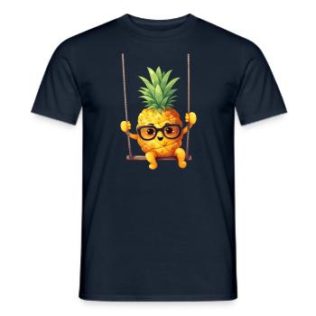 Schwein mit Sonnenblumenkranz, Charmantes - Männer T-Shirt - Navy - Vorne - AI Model Male 178 light (178cm)