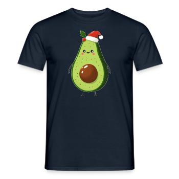 Christmas Avocado Santa Claus Mistletoe - Men's T-Shirt - navy - Front - AI Model Male 178 light (178cm)