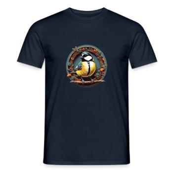 Dekoratives Kohlmeisen Motiv - Männer T-Shirt - Navy - Vorne - AI Model Male 178 light (178cm)