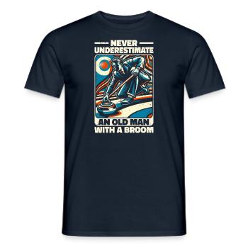 Ne sous-estimez jamais un vieil homme avec un balai - T-shirt homme - marine - Devant - AI Model Male 178 light (178cm)