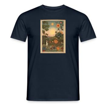 Illustration vintage de la nature et des gens - T-shirt homme - marine - Devant - AI Model Male 178 light (178cm)