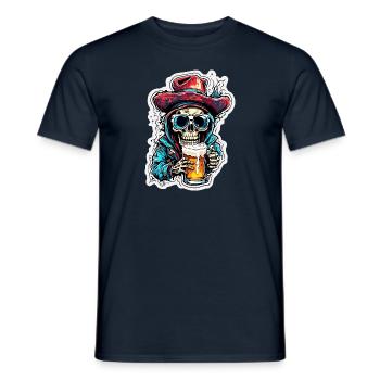 Skull / Totenkopf / Skelett / Gothic / Bier - Männer T-Shirt - Navy - Vorne - AI Model Male 178 light (178cm)