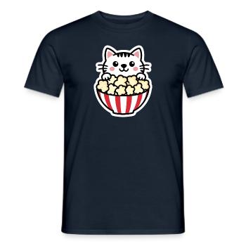 Cat with Popcorn - Comic - Men's T-Shirt - navy - Front - AI Model Male 178 light (178cm)