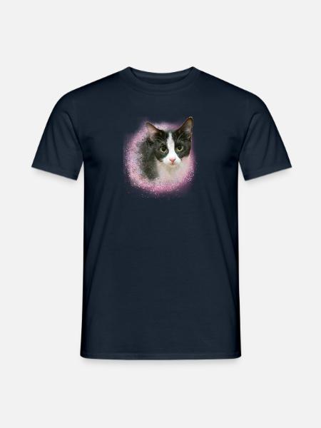 Britishkurzhaar,hauskatze,katze,schwarz-weiss - Männer T-Shirt - Navy