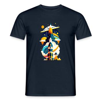 Espace fusée - T-shirt homme - marine - Devant - AI Model Male 178 light (178cm)