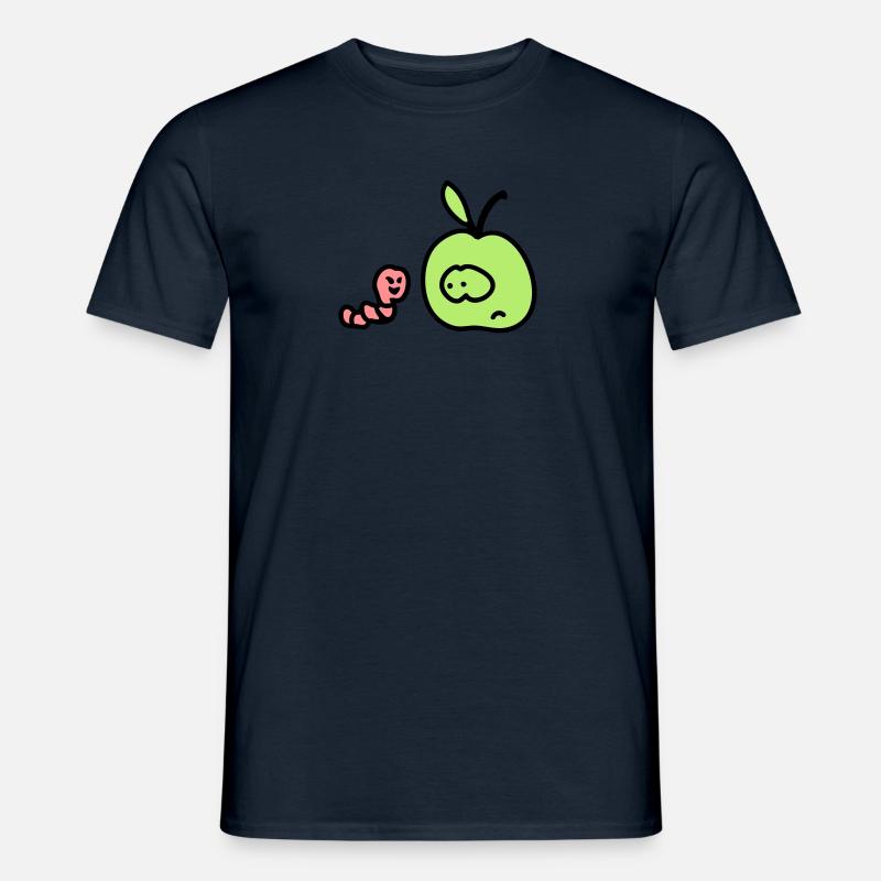 Apfel + Wurm 3 - Männer T-Shirt - Navy