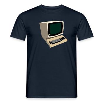 Ordinateur de terminal rétro des années 70 - T-shirt homme - marine - Devant - AI Model Male 178 light (178cm)