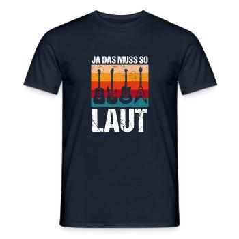 Gitarren Vintage Outfit ja das muss so laut musik - Männer T-Shirt - Navy - Vorne - AI Model Male 178 light (178cm)