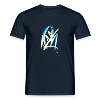 Blauweisse Abstraktheit: Das abstrakteste Geschenk - Männer T-Shirt - Navy - Vorne - AI Model Male 178 light (178cm)