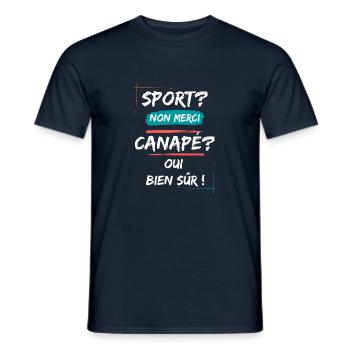 Sport? non merci, canapé? oui bien sur! - T-shirt homme - marine - Devant - AI Model Male 178 light (178cm)