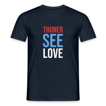 Fishing on Lake Thun - Men's T-Shirt - navy - Front - AI Model Male 178 light (178cm)