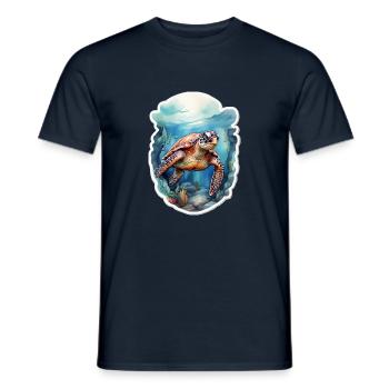 Sea's turtle under water - Men's T-Shirt - navy - Front - AI Model Male 178 light (178cm)