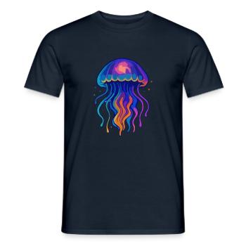 Neon Qualle - Männer T-Shirt - Navy - Vorne - AI Model Male 178 light (178cm)