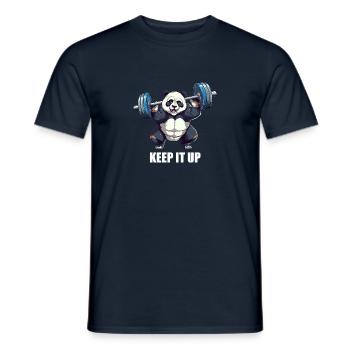 Keep It Up, Panda with Dumbbell Fitness and Bodybuild - Men's T-Shirt - navy - Front - AI Model Male 178 light (178cm)