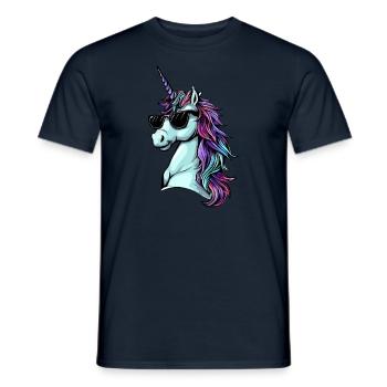 Cool Einhorn Portrait - Einhorn mit Sonnenbrille - Männer T-Shirt - Navy - Vorne - AI Model Male 178 light (178cm)