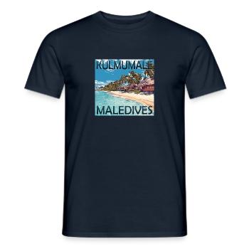 Malediven Kulmumale Beach: Sommer unter Palmen - Männer T-Shirt - Navy - Vorne - AI Model Male 178 light (178cm)
