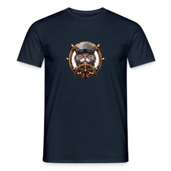 Capitaine de chat au volant - Aventure à la voile - T-shirt homme - marine - Devant - AI Model Male 178 light (178cm)