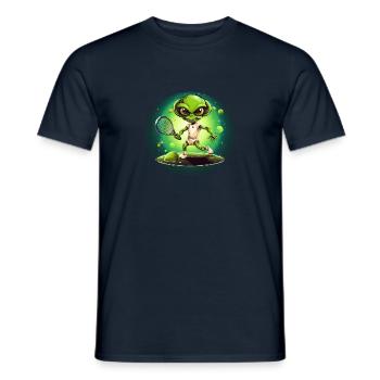 Strong alien tennis player at sunset - Men's T-Shirt - navy - Front - AI Model Male 178 light (178cm)