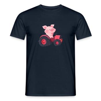 Cochon au volant : Aventure à la ferme - T-shirt homme - marine - Devant - AI Model Male 178 light (178cm)
