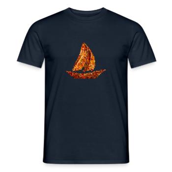 Autumn sailing: dinghy among colorful foliage - Men's T-Shirt - navy - Front - AI Model Male 178 light (178cm)