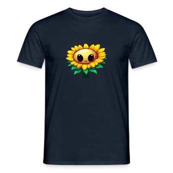 Kawaii Sonnenblume: Niedliche Sommerblume mit groß - Männer T-Shirt - Navy - Vorne - AI Model Male 178 light (178cm)