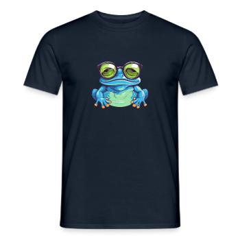 Süßer Frosch mit Brille – Nerdiges - Männer T-Shirt - Navy - Vorne - AI Model Male 178 light (178cm)