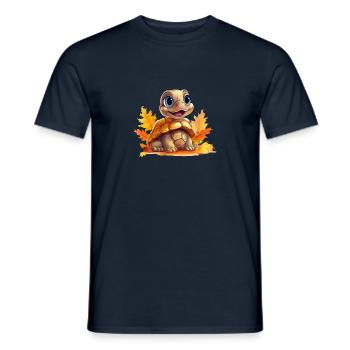 Autumn turtle: walk in the colorful - Men's T-Shirt - navy - Front - AI Model Male 178 light (178cm)