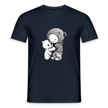 Kind kuschelt mit Teddybär - Männer T-Shirt - Navy - Vorne - AI Model Male 178 light (178cm)