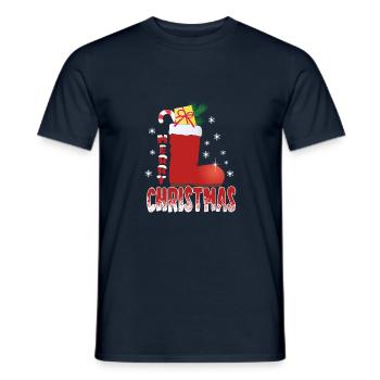 Weihnachten Nikolaus Stiefel mit Geschenke - Männer T-Shirt - Navy - Vorne - AI Model Male 178 light (178cm)