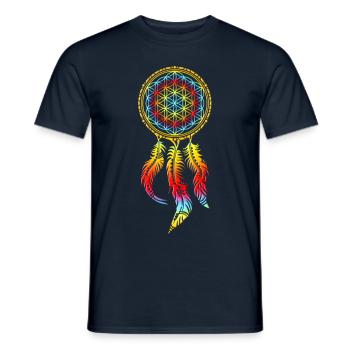 Traumfänger, Blume des Lebens, Indianer, Spirit - Männer T-Shirt - Navy - Vorne - AI Model Male 178 light (178cm)