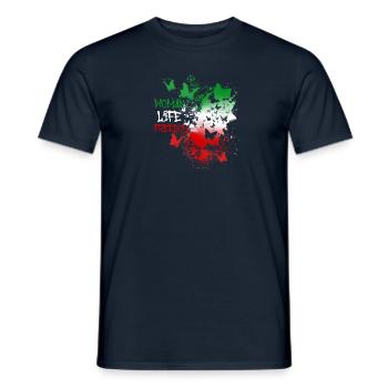 Woman Life Freedom, Butterflies,Iran,Flag - Men's T-Shirt - navy - Front - AI Model Male 178 light (178cm)