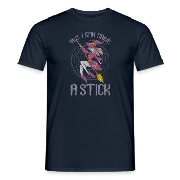 Yes, I Can Drive A Stick Witch Halloween - Men's T-Shirt - navy - Front - AI Model Male 178 light (178cm)