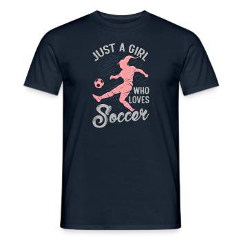 Just A Girl Who Loves Soccer - Männer T-Shirt - Navy - Vorne - AI Model Male 178 light (178cm)
