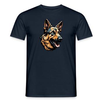 Chien / Animal / Animal de compagnie / Poilu / Berger allemand - T-shirt homme - marine - Devant - AI Model Male 178 light (178cm)