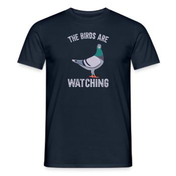 Birds Are Watching - Men's T-Shirt - navy - Front - AI Model Male 178 light (178cm)