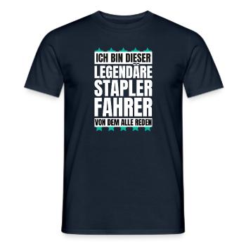 Ich bin dieser legendäre Staplerfahrer - Männer T-Shirt - Navy - Vorne - AI Model Male 178 light (178cm)