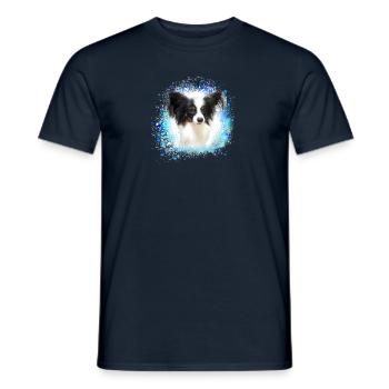 papillon,chien,spitz,zwergspitz,pompon - T-shirt homme - marine - Devant - AI Model Male 178 light (178cm)